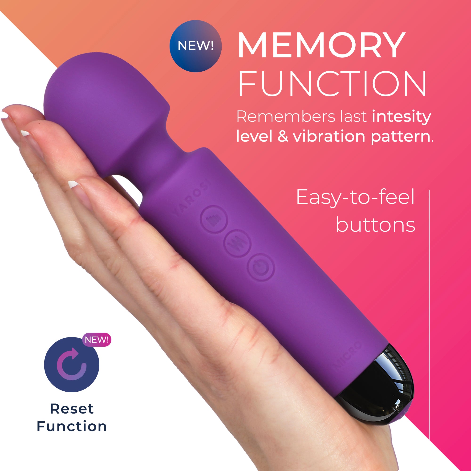 Yarosi - Micro Massager - with Memory Function - Purple